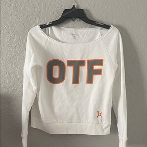 Orangetheory White Sweater with Orange and Gray Accents